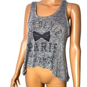 Stranded brand two tone gray Paris high low tank top blouse